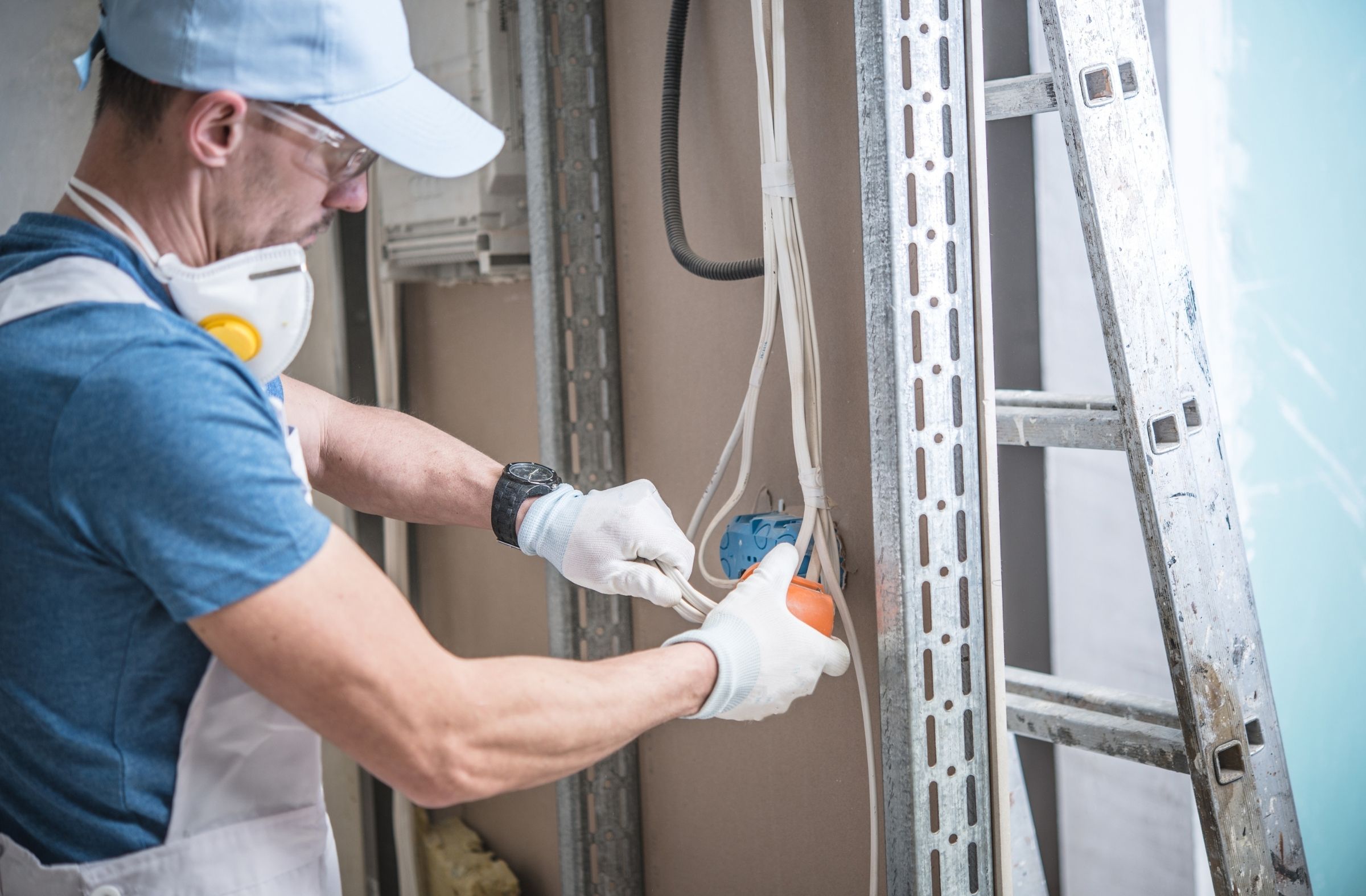 person fitting electric wires